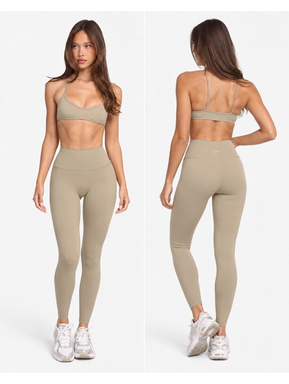 CSB Crop Shop Boutique Freedom Leggings Beige Tan Size Medium Pilates Yoga Gym